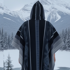 Dark Blue Soft Handmade Wool Ponchos-2