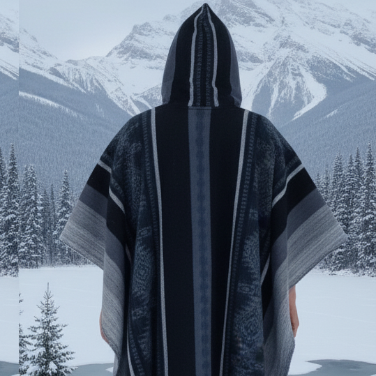 Dark Blue Soft Handmade Wool Ponchos-2