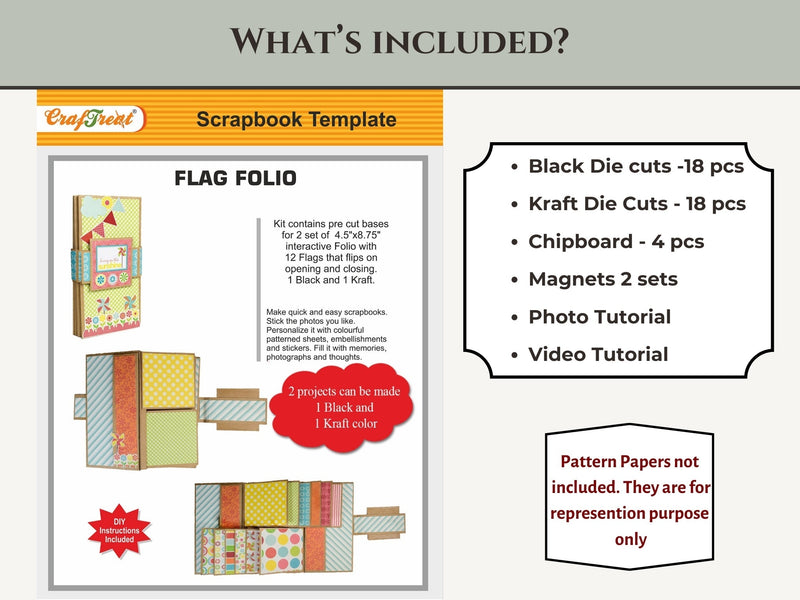 CrafTreat Scrapbook Blanks - Flag Folio - Black & Kraft Color-2
