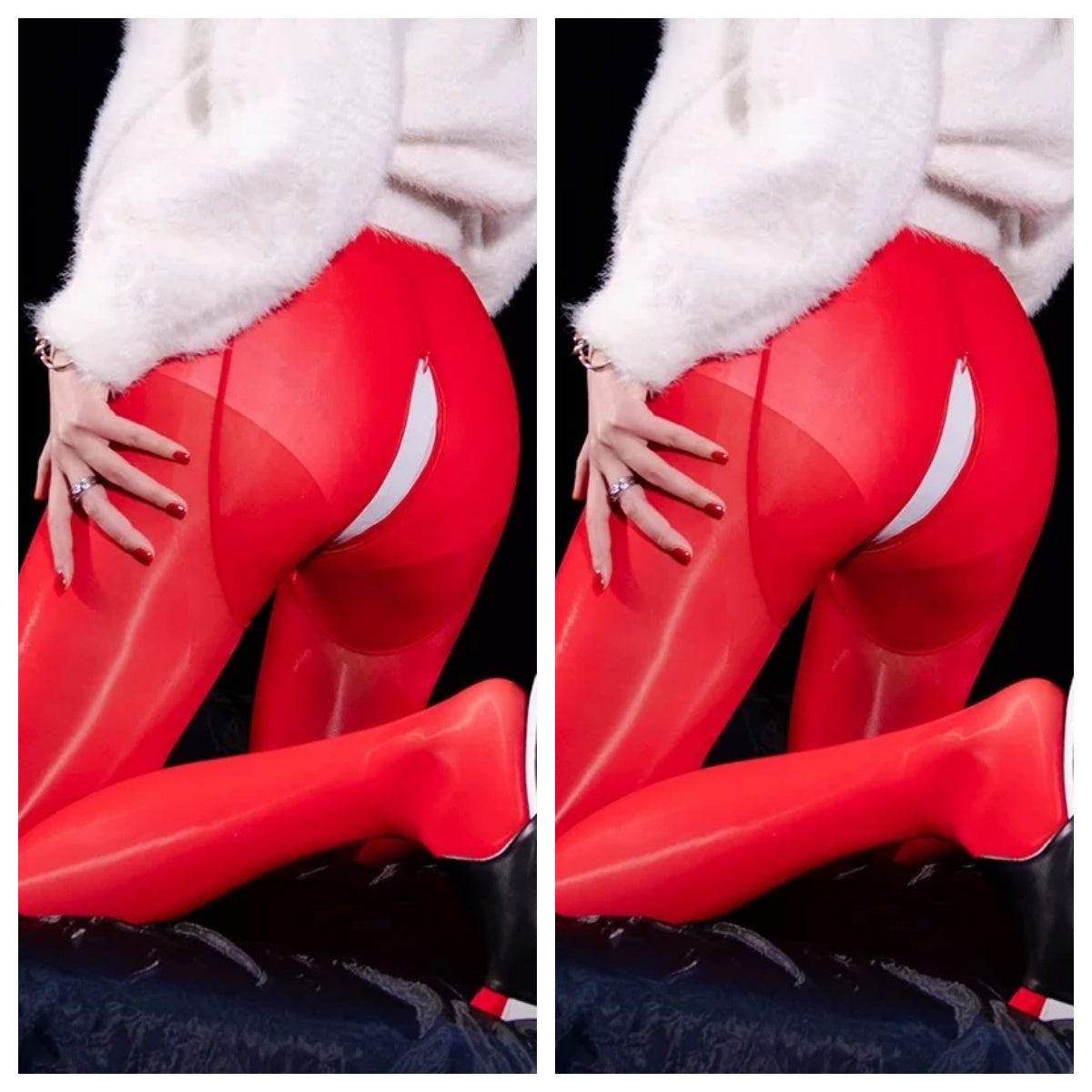 8D Oil Shine Pantyhose Tights with Double Zip-24