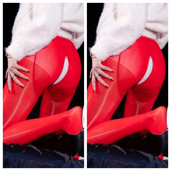 8D Oil Shine Pantyhose Tights with Double Zip-24