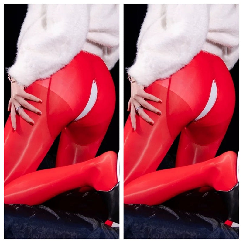 8D Oil Shine Pantyhose Tights with Double Zip-24
