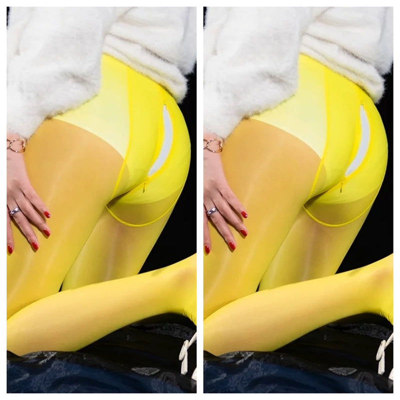 8D Oil Shine Pantyhose Tights with Double Zip-28