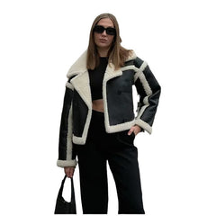 Women's Loose Lamb Wool Short Coat-8