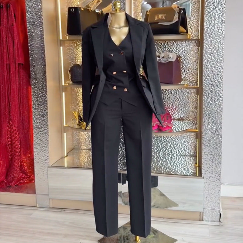 Spring Elegant Women's Solid-Color Three-Piece Set-2