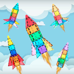 PicassoTiles - PicassoTiles 32pc Rocket Magnetic Tile Building Set - Ages 3+-5