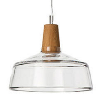Modern Glass Pendant Light With Wood Accent-10