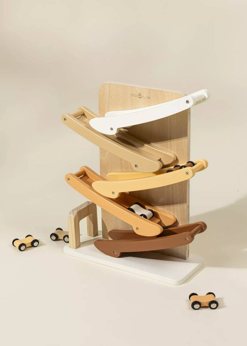 Coco Village - Wooden Car Glider Track - 5 Cars - Canadian Company - Ages 2+-1