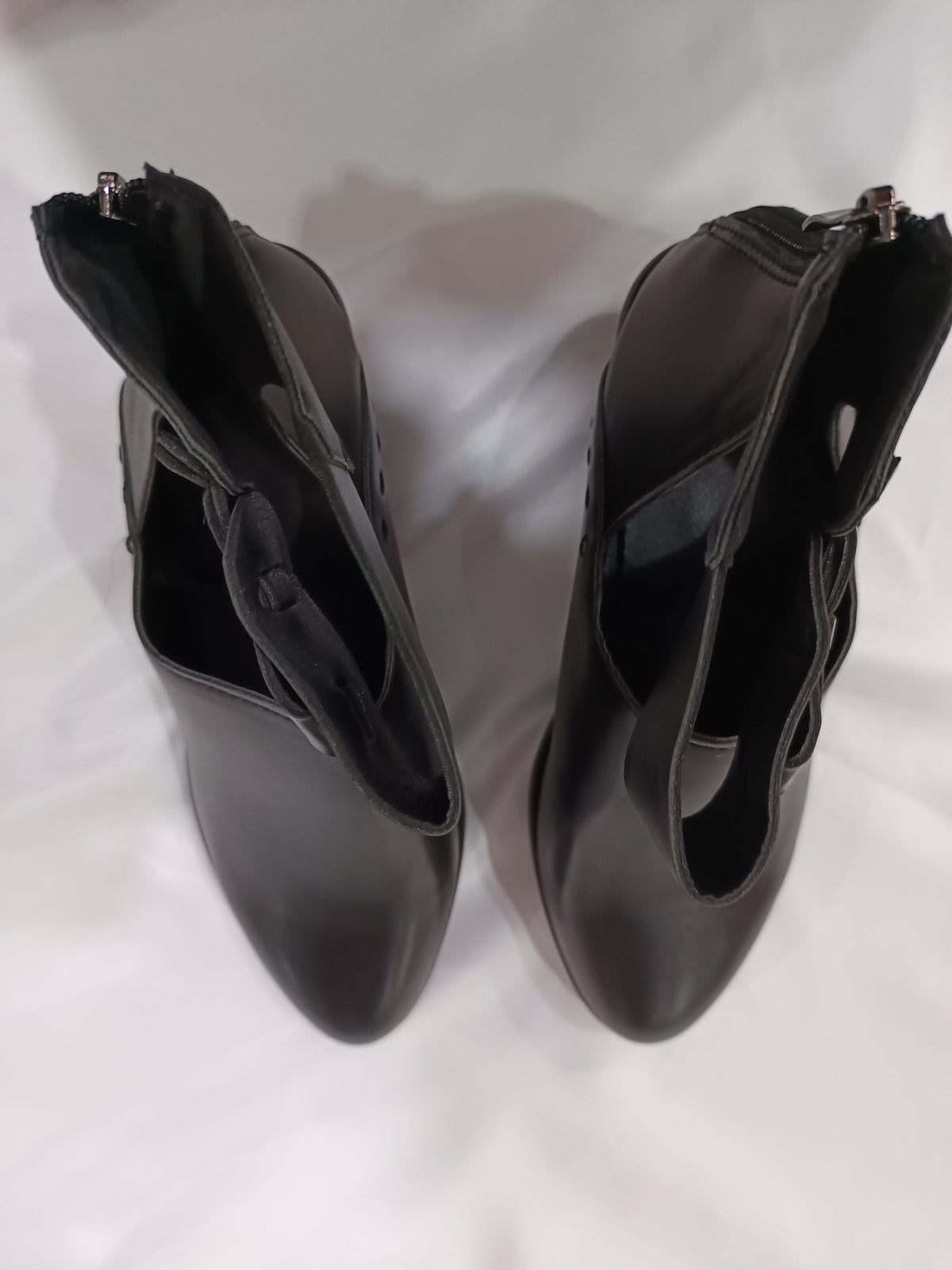 Women’s Leather Ankle Boots – Cut-Out Buckle Strap Booties with Back Zipper-9