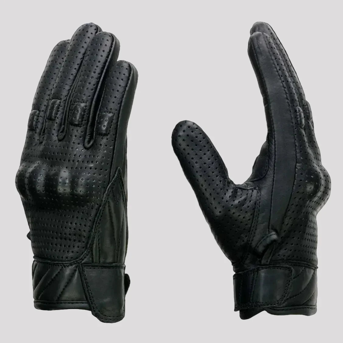 Open Road Men's Perforated Armored Leather Motorcycle Gloves-4