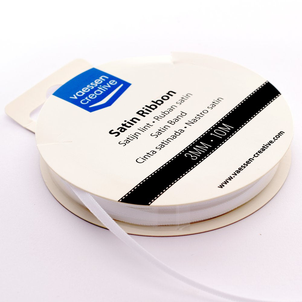 Vaessen Creative Satin Ribbon 3mmx10m White-1