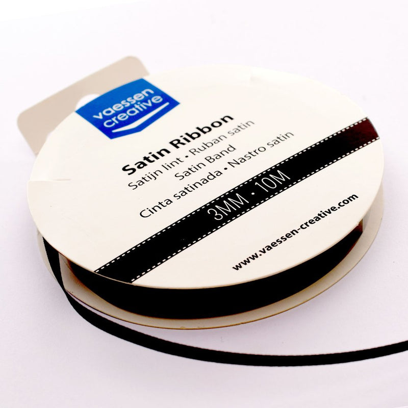 Vaessen Creative Satin Ribbon 3mmx10m Black-1
