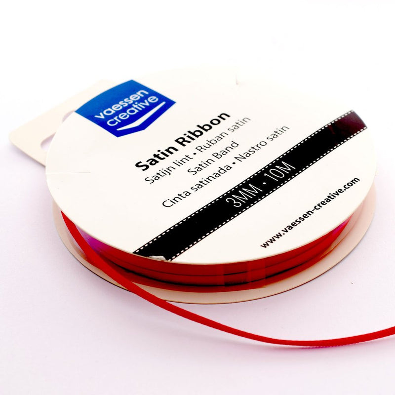 Vaessen Creative Satin Ribbon 3mmx10m Red-1