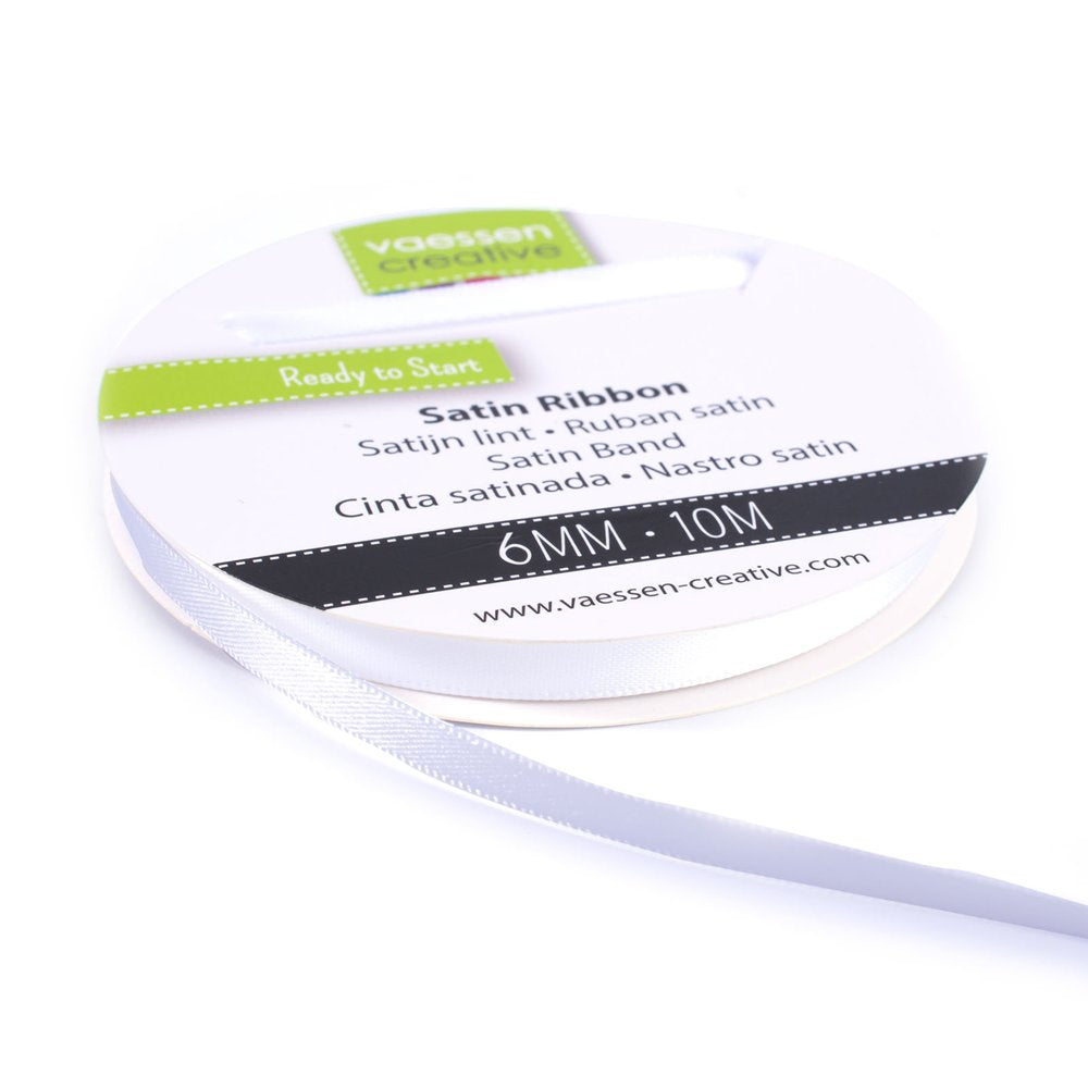 Vaessen Creative Satin Ribbon 6mmx10m White-1