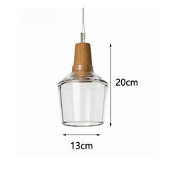 Modern Glass Pendant Light With Wood Accent-11