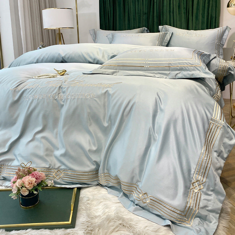 Tencel Embroidered Washed Cotton Bedding Set-7