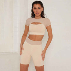 Women’s Short Yoga Workout Set – Stylish Fitness & Exercise Activewear Outfit-4