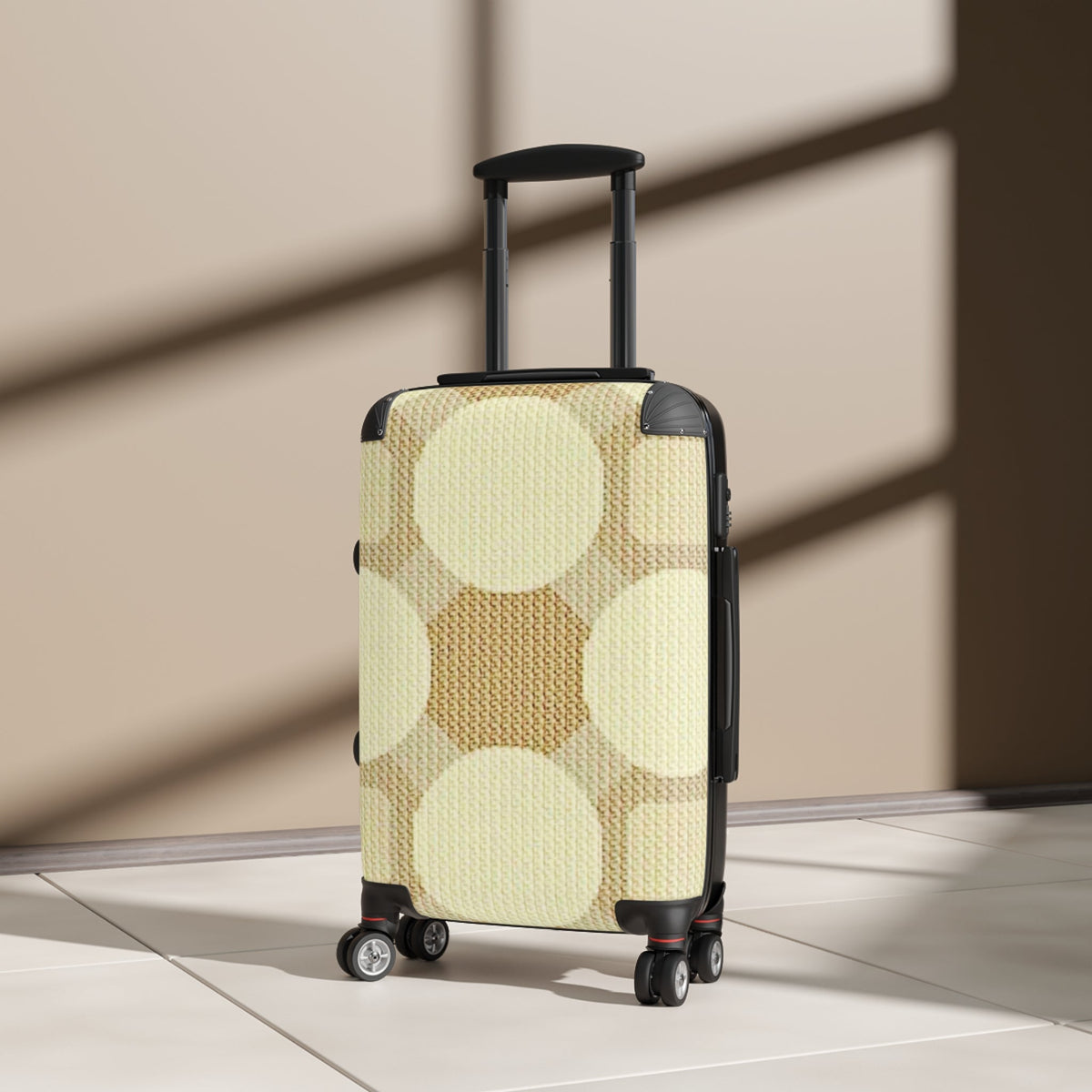 Retro Beige Circle Pattern Suitcase – Vintage Geometric Carry-On Luggage-5