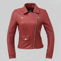 Women’s Lightweight Leather Fashion Jacket | Soft Naked Cowhide Casual Moto Style-13