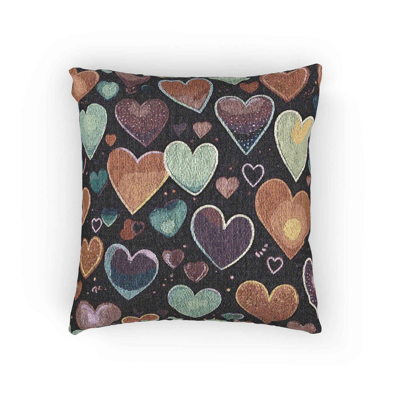 Pastel Heart Pattern Woven Pillow | Heart Throw Pillow, Boho Home Decor-1