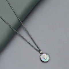 Flower Stainless Steel Necklace Pendants With Long Chain-3
