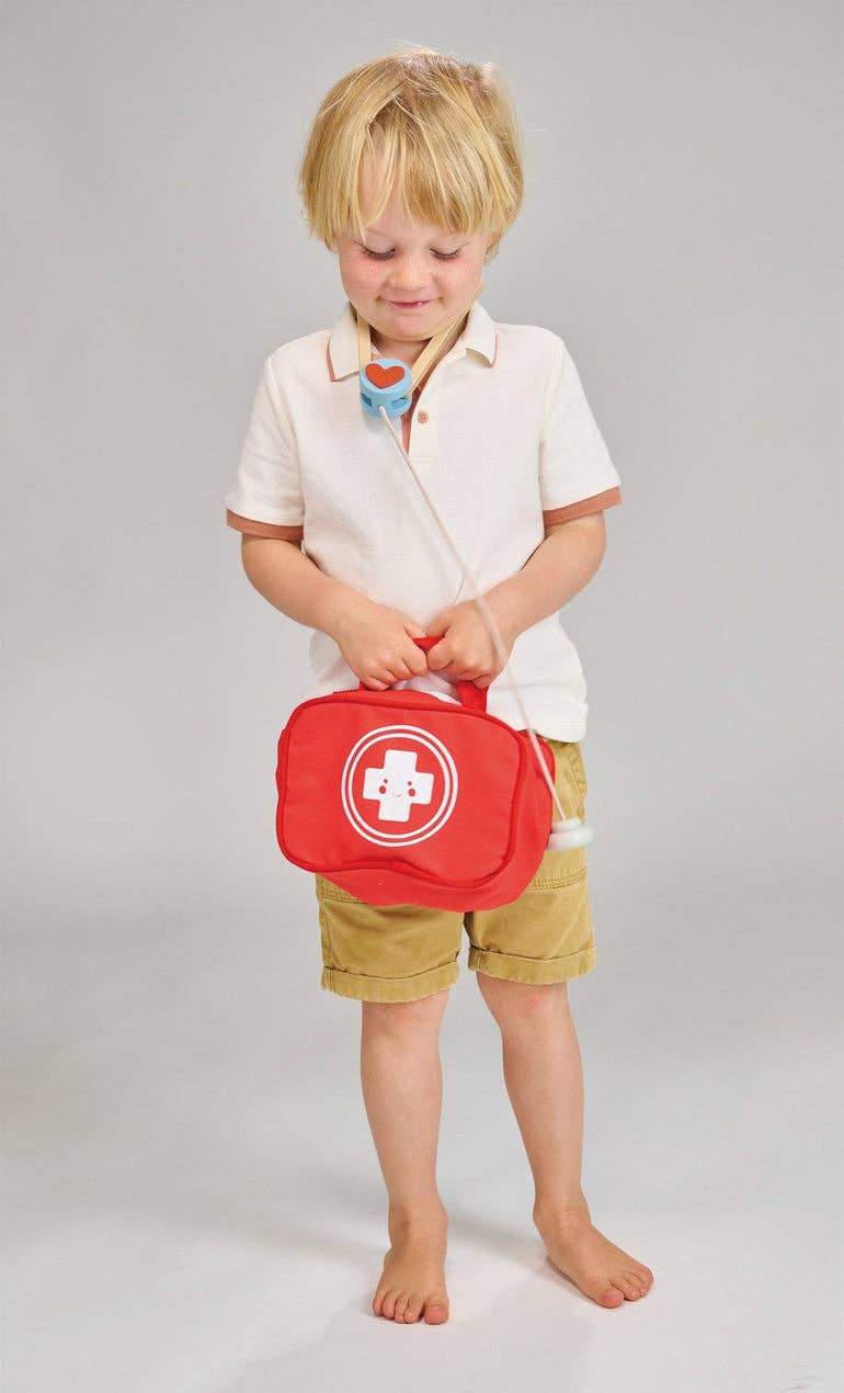 Mentari Toys Wooden My First Aid Kit - Pretend Play Doctor Set - Ages 3+-7