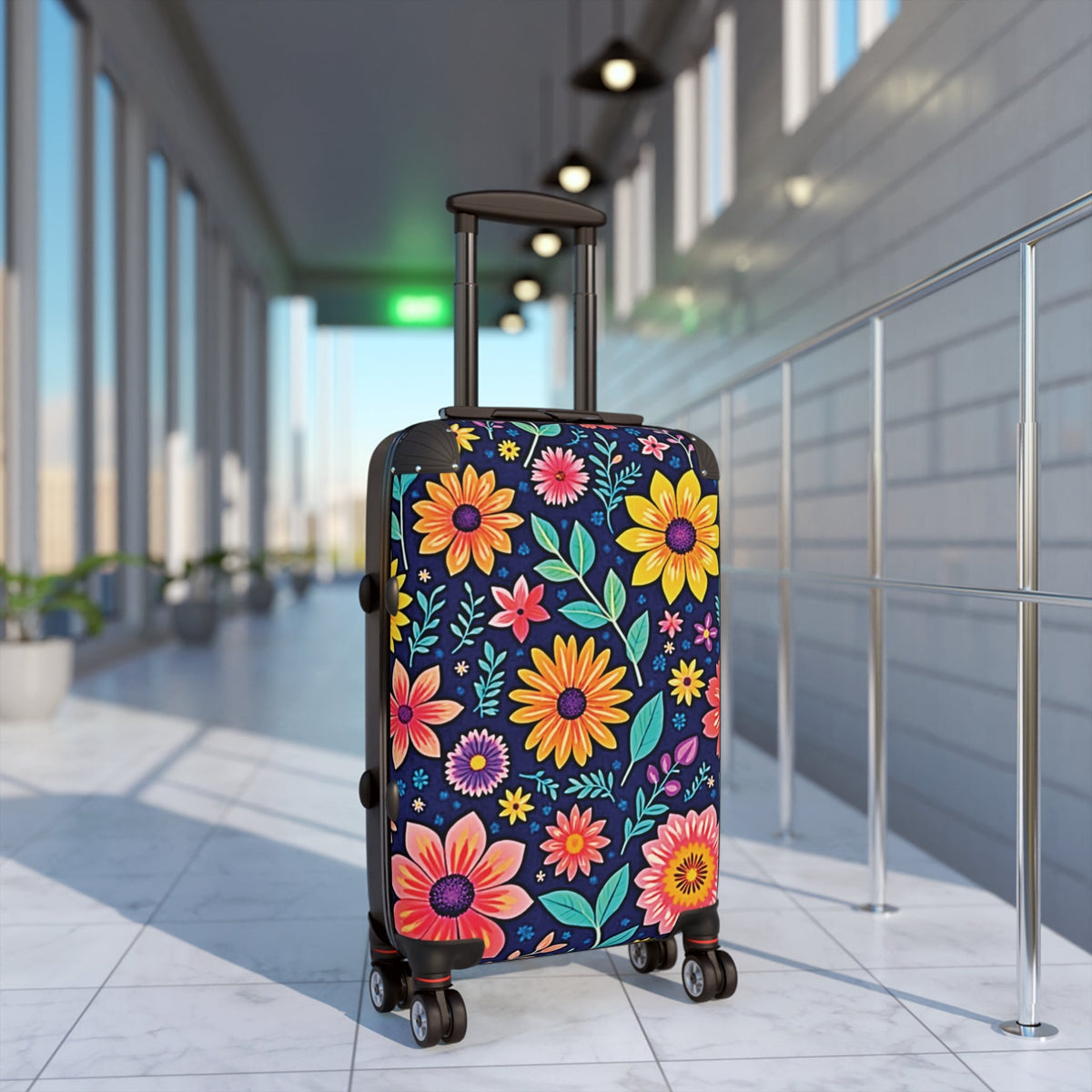 Floral Carry-On Suitcase — Bright Daisy Travel Luggage-4