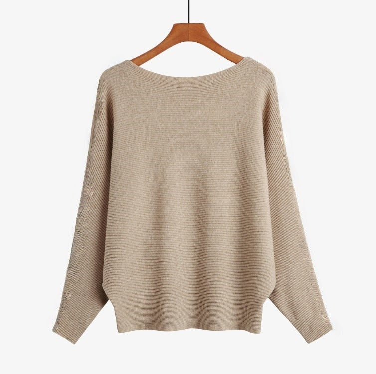 Women’s Halter Neck Batwing Knit Pullover Top – Stretchy Relaxed-Fit Casual Sweater-20