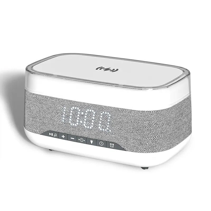Intelligent Multifunctional Alarm Clock Bluetooth Speaker Wireless Charger Fast Charge Clock Atmosphere Night Light Home Decor-4