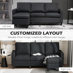 Dark Grey L-Shape Sectional Sofa with Ottoman – Modern Corner Couch for Living Room (United States & Canada Delivery Only)-3
