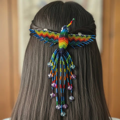 Multicolour Hummingbird Barrette with Fringes-1