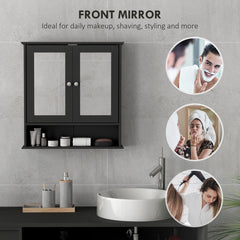 Black Bathroom Medicine Cabinet with Mirror – Wall-Mounted Double-Door Storage Cabinet (United States & Canada Delivery Only)-5