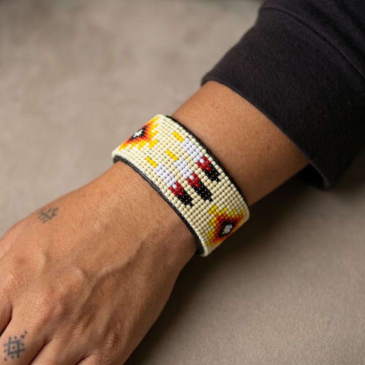 Beaded Cuff Bracelet(Yellow)-2