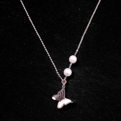 Butterfly Stainless Steel Necklace Pendants With Long Chain-2