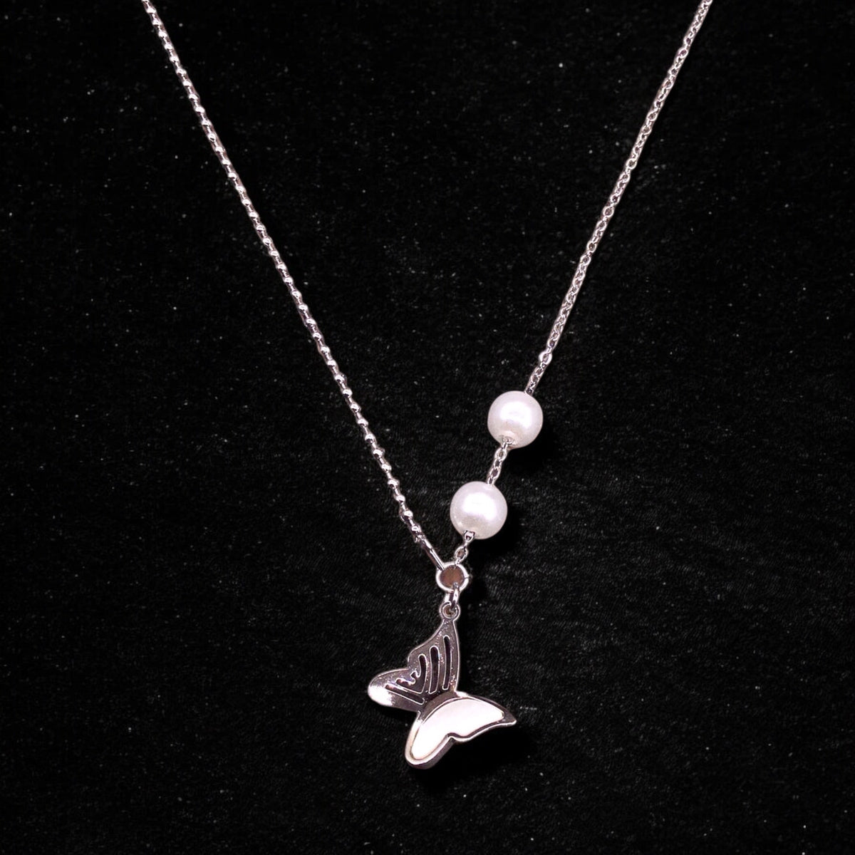 Butterfly Stainless Steel Necklace Pendants With Long Chain-2