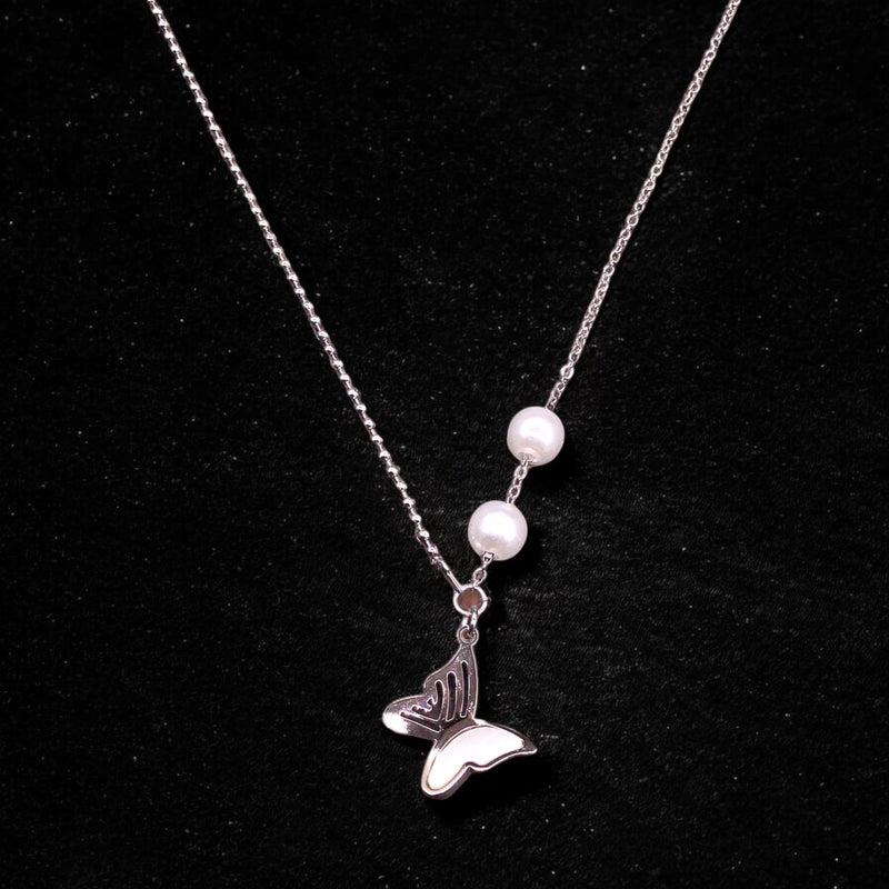 Butterfly Stainless Steel Necklace Pendants With Long Chain-2
