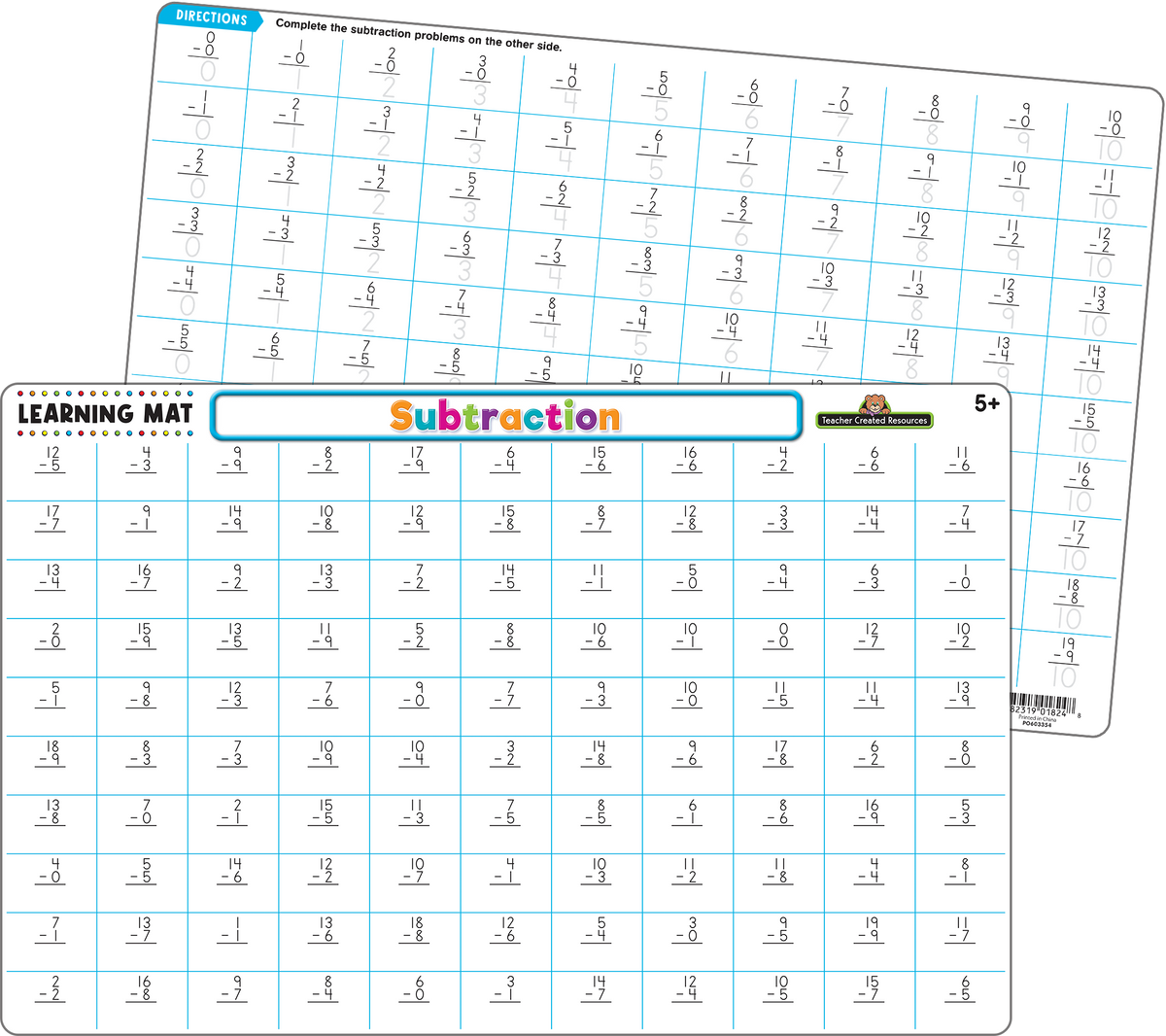 Teacher Created Resources - Subtraction Learning Mat - Large Table Mat - Ages 5+-1