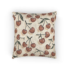 Cherry Pattern Woven Pillow — Rustic Farmhouse Decorative Throw Cushion-1