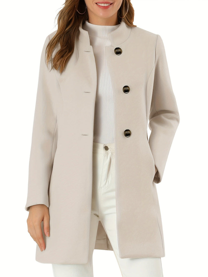 Women’s Solid Color Winter Coat – Casual Warm Long Sleeve Autumn & Winter Jacket-5