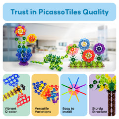 PicassoTiles - PicassoTiles 600pc Building Interlocking Chips - Ages 3+-8