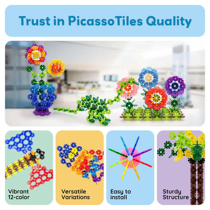 PicassoTiles - PicassoTiles 600pc Building Interlocking Chips - Ages 3+-8
