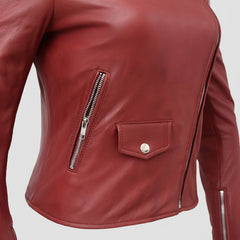 Women’s Lightweight Leather Fashion Jacket | Soft Naked Cowhide Casual Moto Style-14