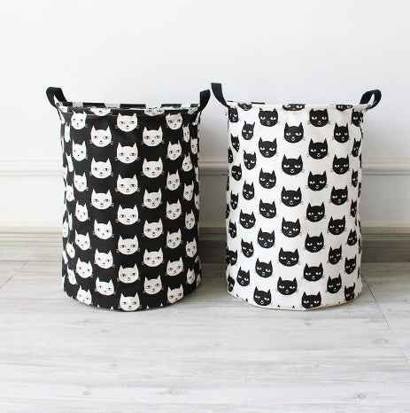 Black & White Cat Laundry Basket-1