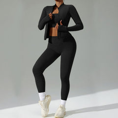 Three-Piece Running & Workout Set – Quick-Dry Sportswear with Cardigan-9