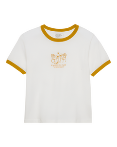 Vans 'De La Vans Ringer' Cropped Tee - White/Yellow (Women's)-1
