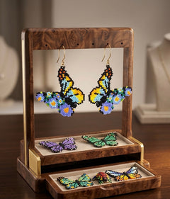Light blue Dancing Butterfly Beaded Earrings-1