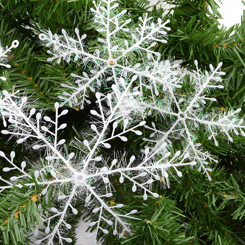 Christmas Decorations Brushed Plastic Snowflake Flakes-5
