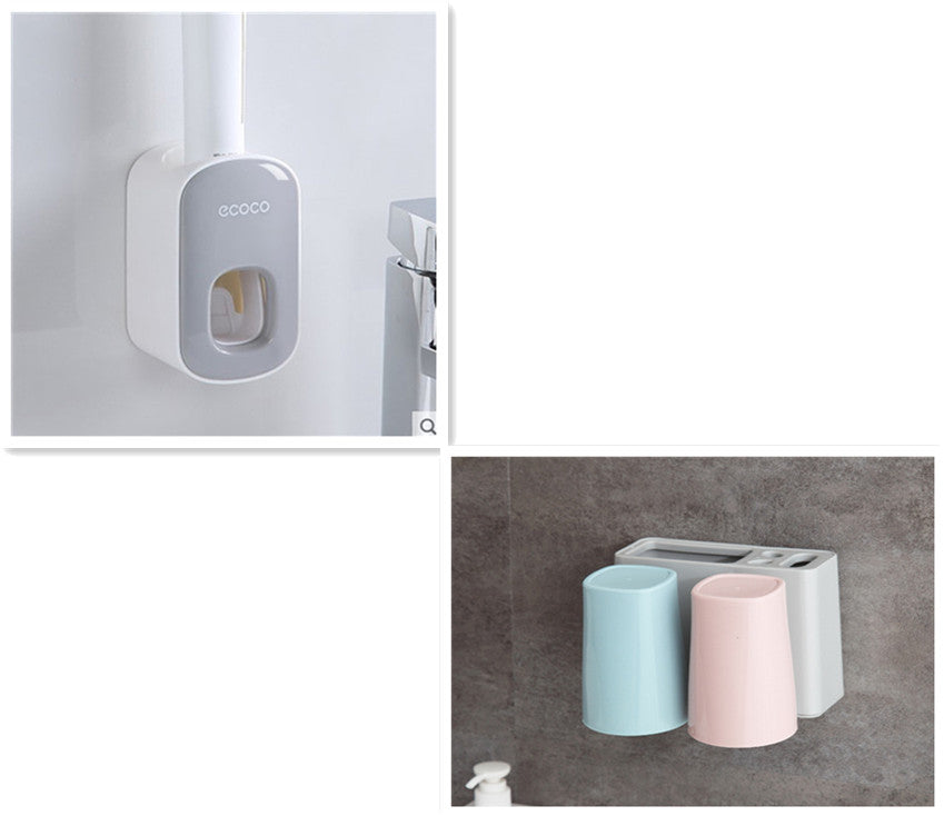 Wall Mounted Automatic Toothpaste Holder Bathroom Accessories Set Dispenser-16