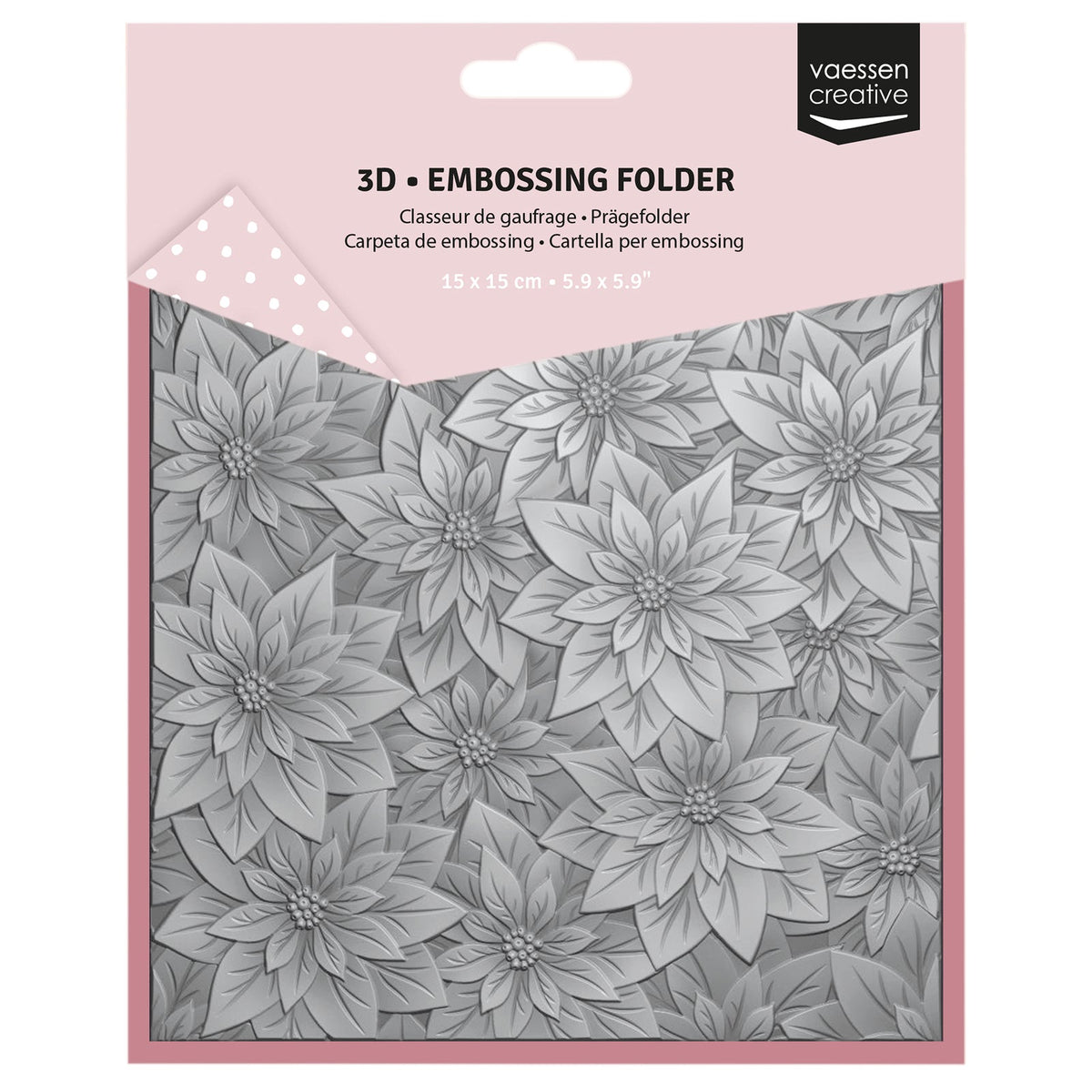 Vaessen Creative • 3D Embossing Folder Christmas Rose 15x15cm-1