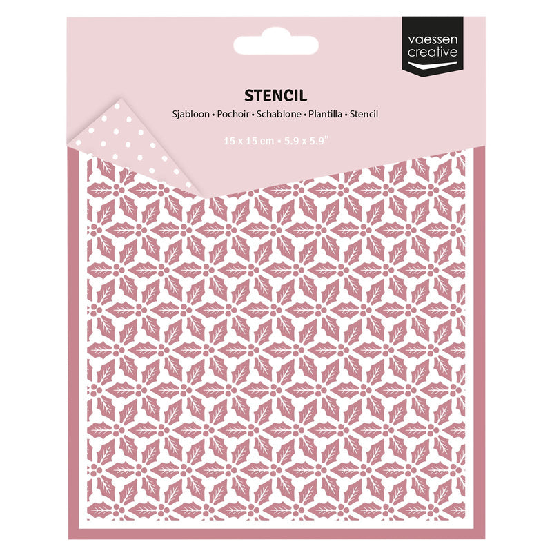 Vaessen Creative • Stencil Holly Leaves 15x15cm-1